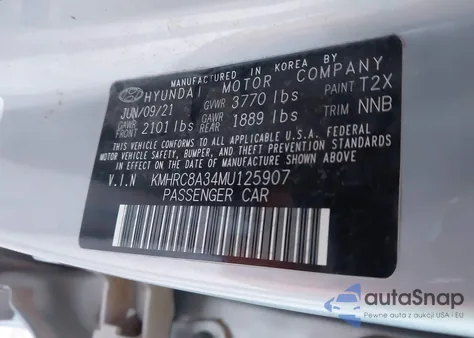 2021 Hyundai Venue Sel from USA, damaged, VIN KMHRC8A34MU125907